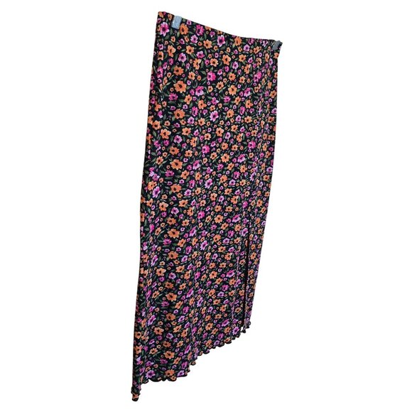 Black Floral Midi Skirt flowercore fairycore beach nautical cottagecore - Picture 3 of 7